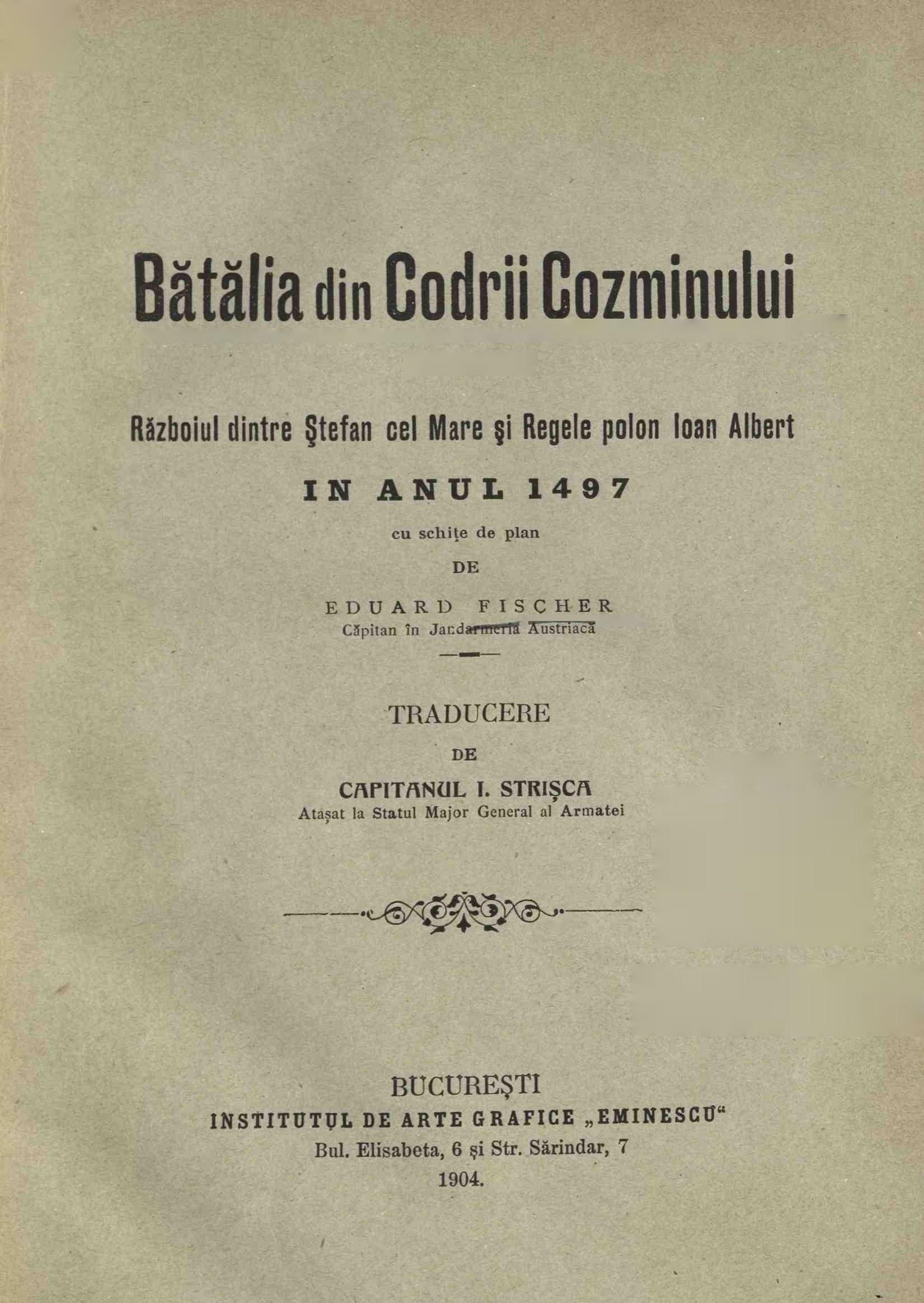 Batalia din Codrii Cosminului Fischer Eduard Bucuresti 1904